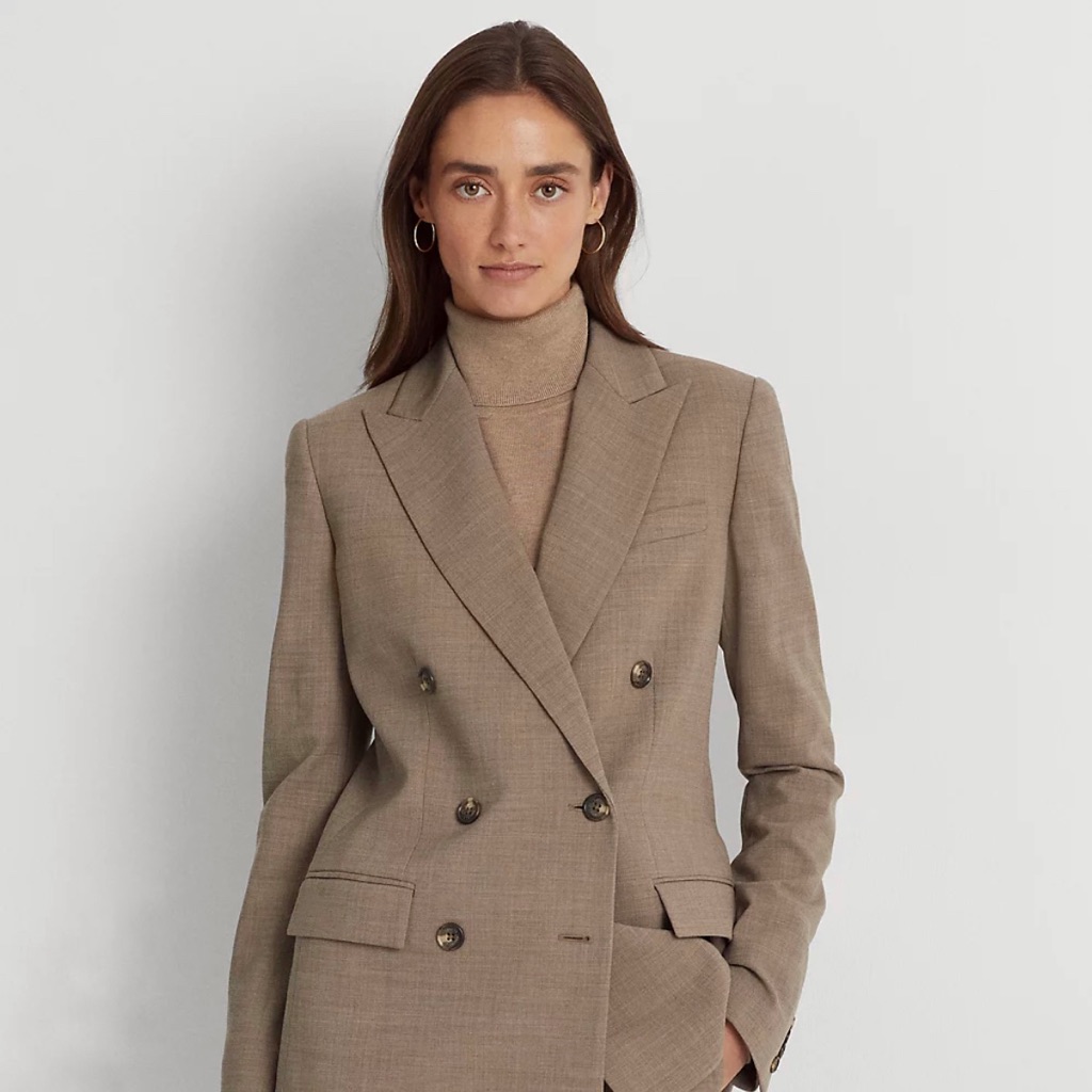 Ralph Lauren Women’s Wool Crepe Blazer In Light Truffle New Sz 0